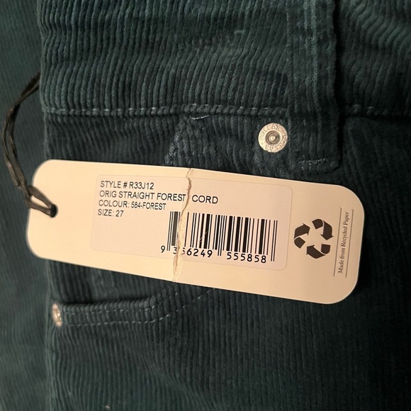 nwt ROLLA'S FREE PEOPLE original straight corduroy pant in forest green 27 - Picture 9 of 15